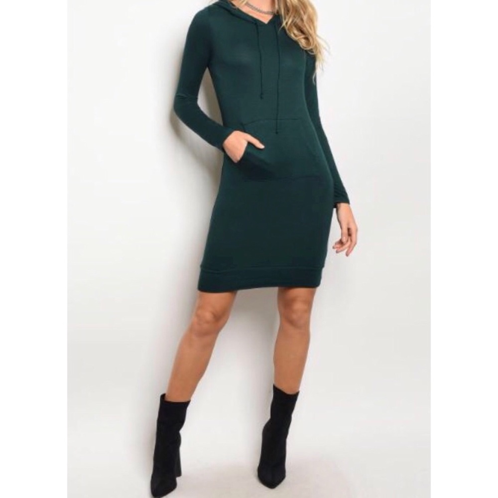 Hunter Green Hooded Dress
